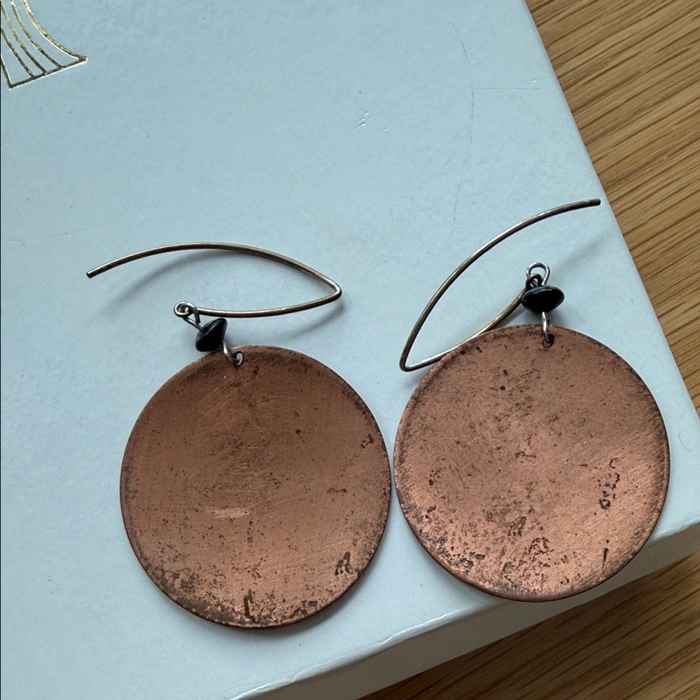 Copper Leaf Design Dangle Earrings - image 2